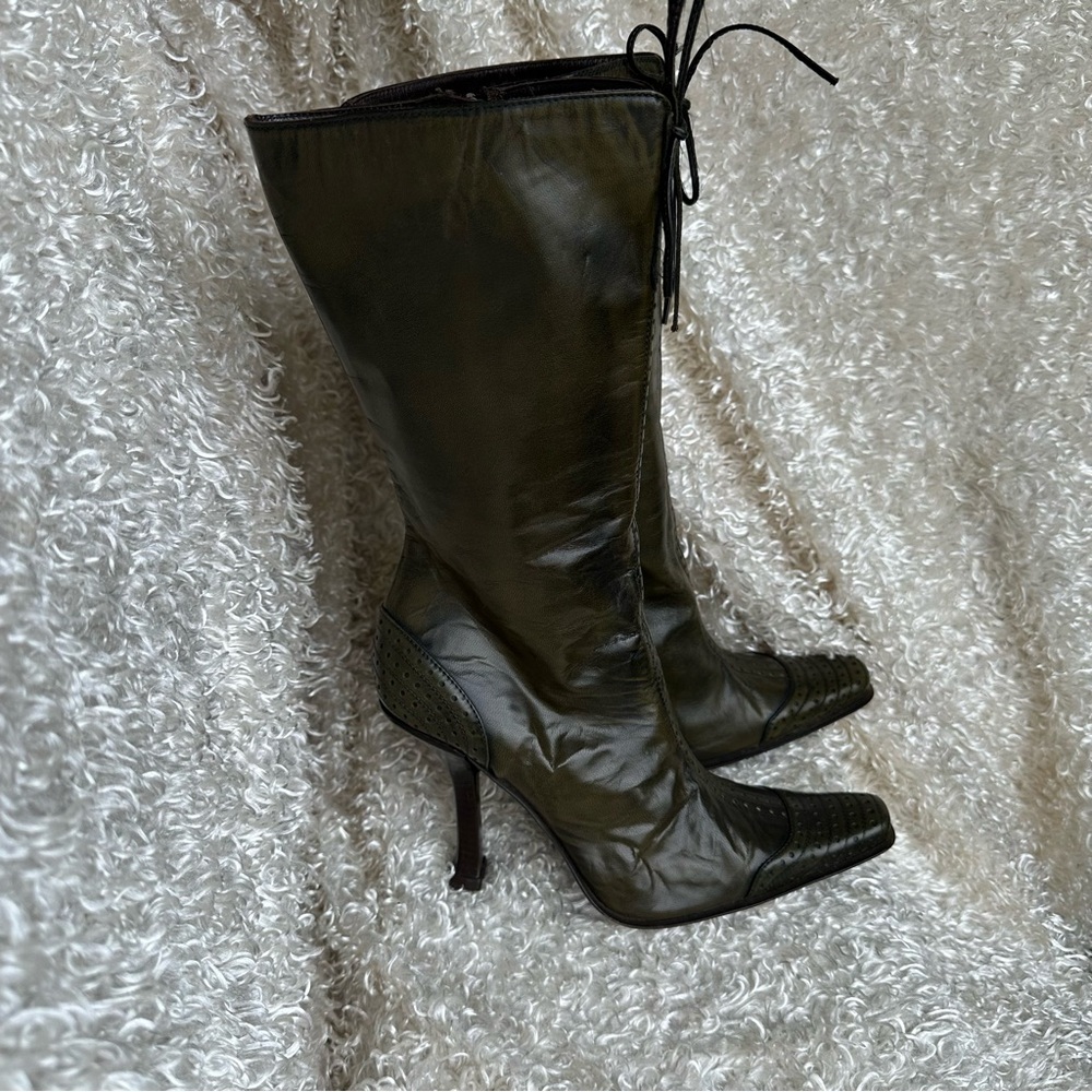 Enzo Angiolini Dark Olive Green Heeled Boots